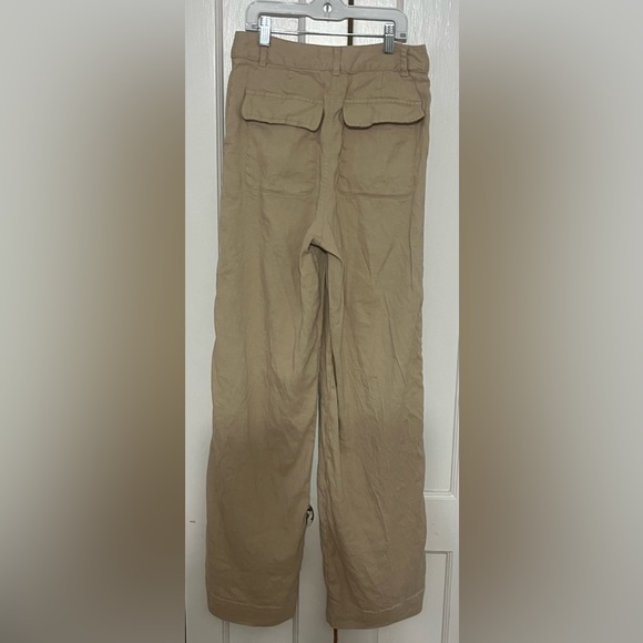 FRAME + NET SUSTAIN organic linen-blend high-rise straight-leg cargo trousers - Picture 7 of 9